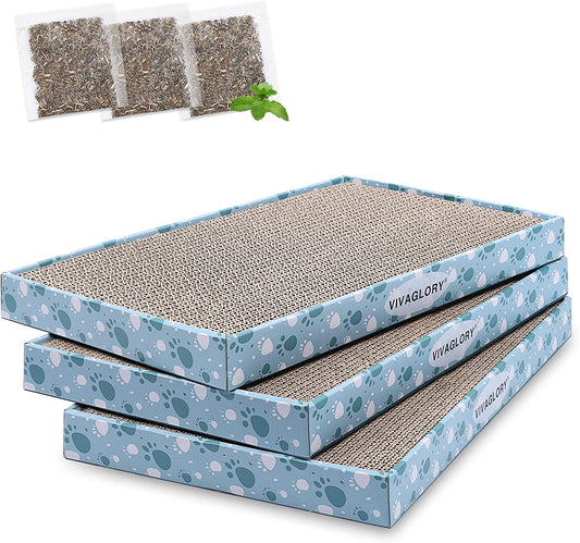 Padpal Cat Scratching Board - Extra Wide 3-Pack | Cardboard Scratchers with Catnip for Indoor Use, Flat Scratch Pads for Kittens